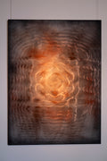 Original cymatics chladni painting created by sound vibration using earth pigments charcoal and sand on canvas