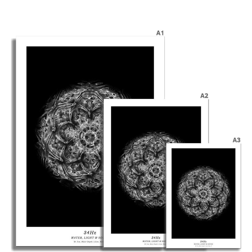 cymatics photo print B/W - 34Hz - Journey of Curiosity