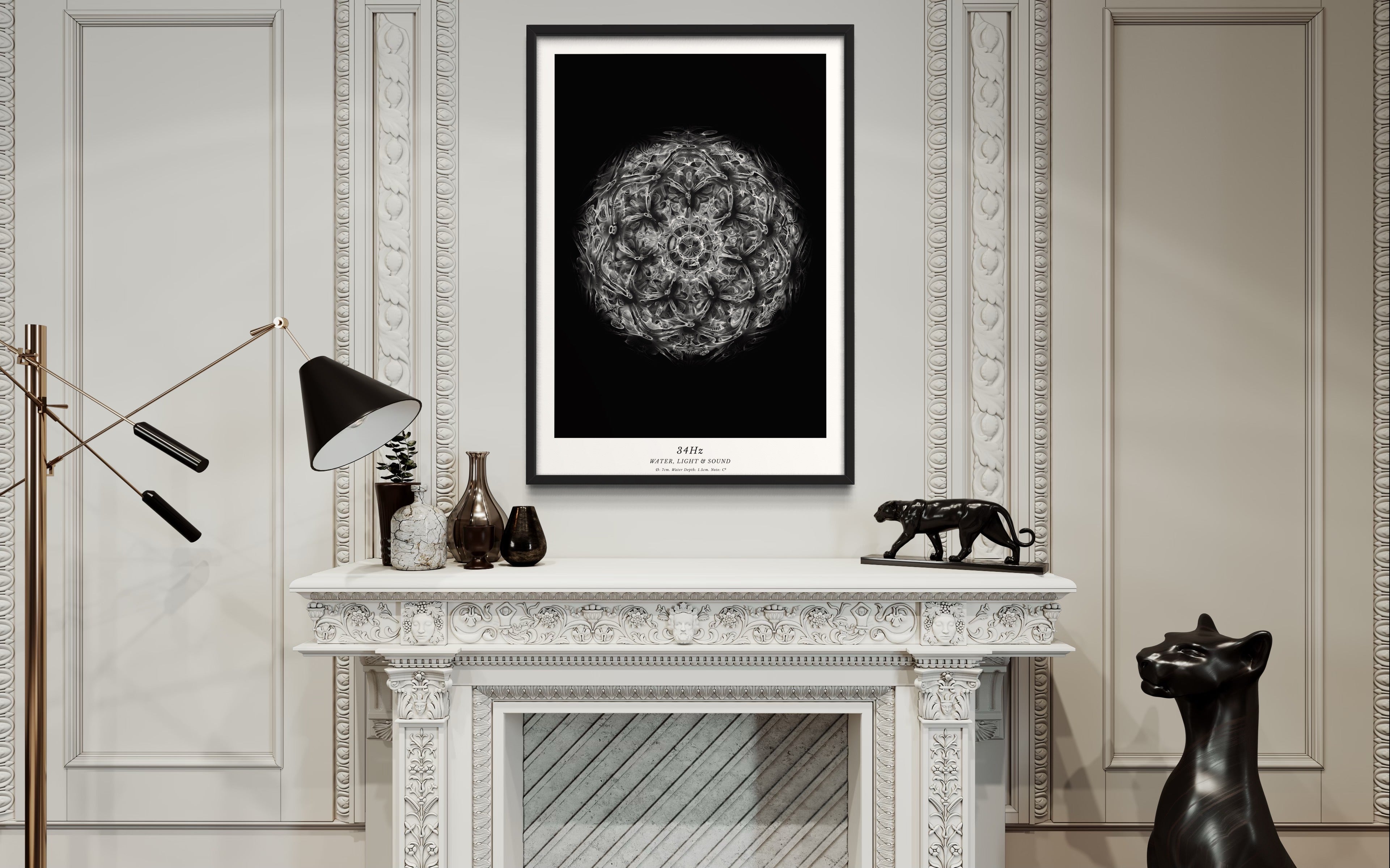 cymatics photo print B/W - 34Hz - Journey of Curiosity