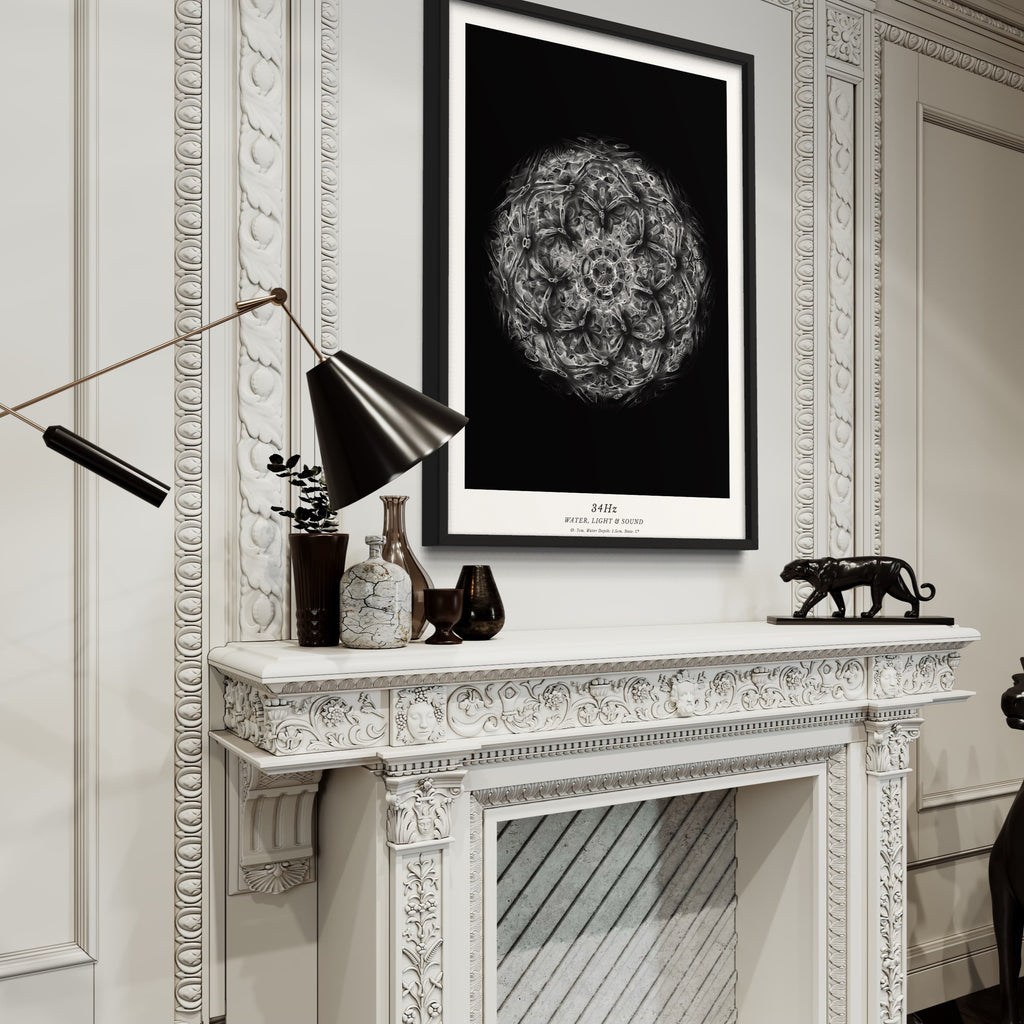 cymatics photo print B/W - 34Hz - Journey of Curiosity