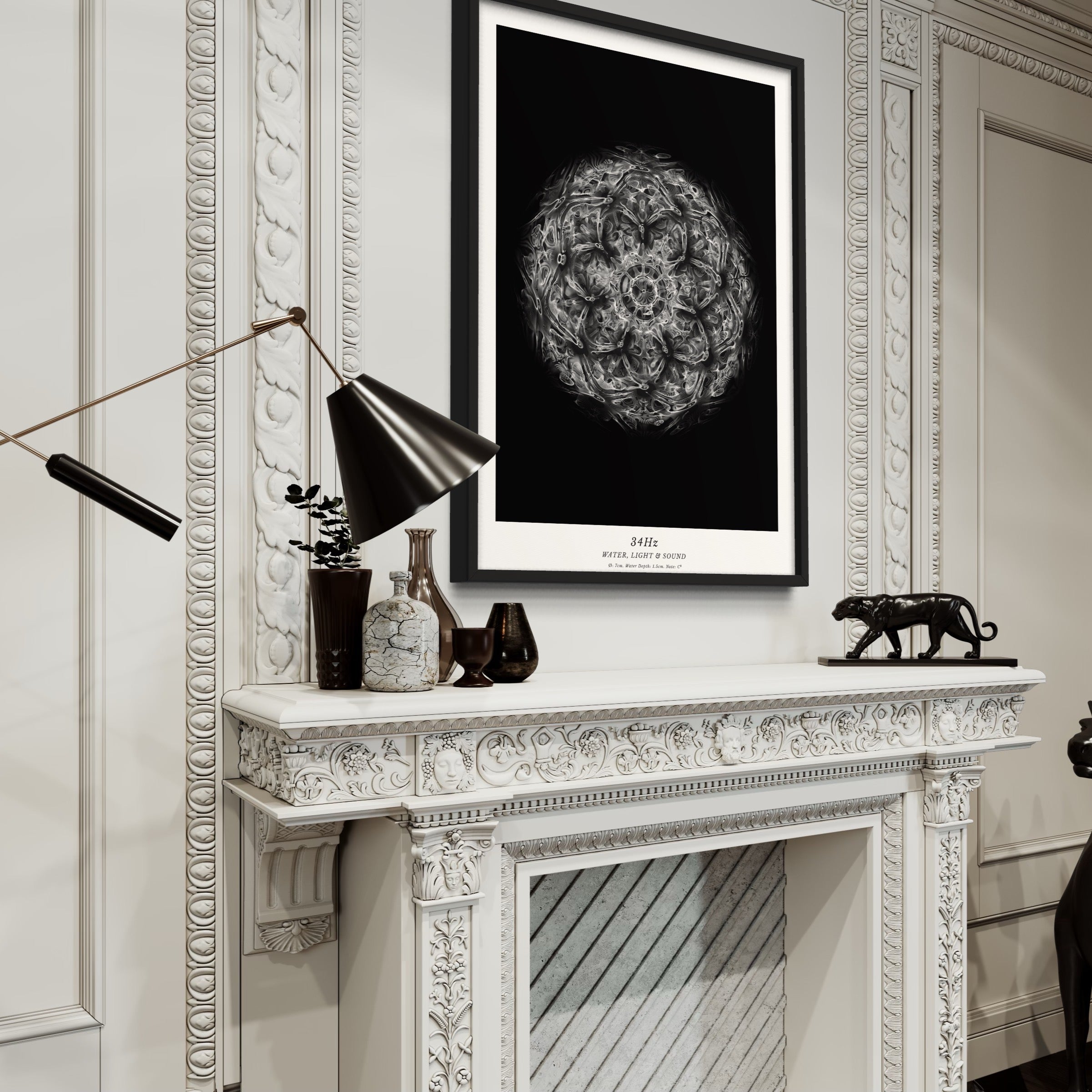 cymatics photo print B/W - 34Hz - Journey of Curiosity